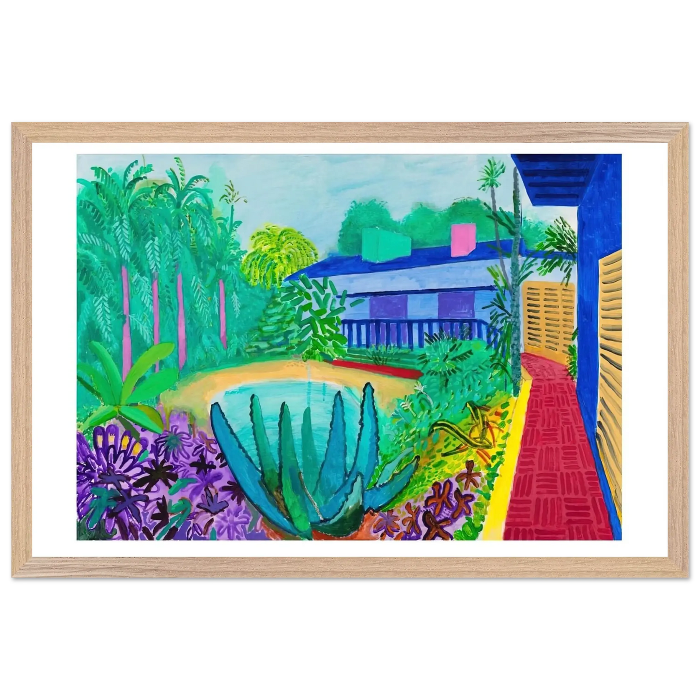 David Hockney - David Hockney Wall art - A1 (59.4 x 84.1  cm) - Premium Wooden Framed Poster With Fine Art Paper - White frame