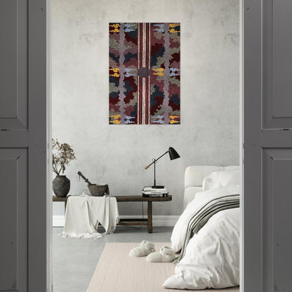 Corkwood Dreaming - 1996 - Clifford Possum Tjapaltjarri Brushed Aluminum Print - 70x100 cm / 28x40 inches | Clifford Possum Tjapaltjarri Aluminum Print | Clifford Possum Tjapaltjarri Prints