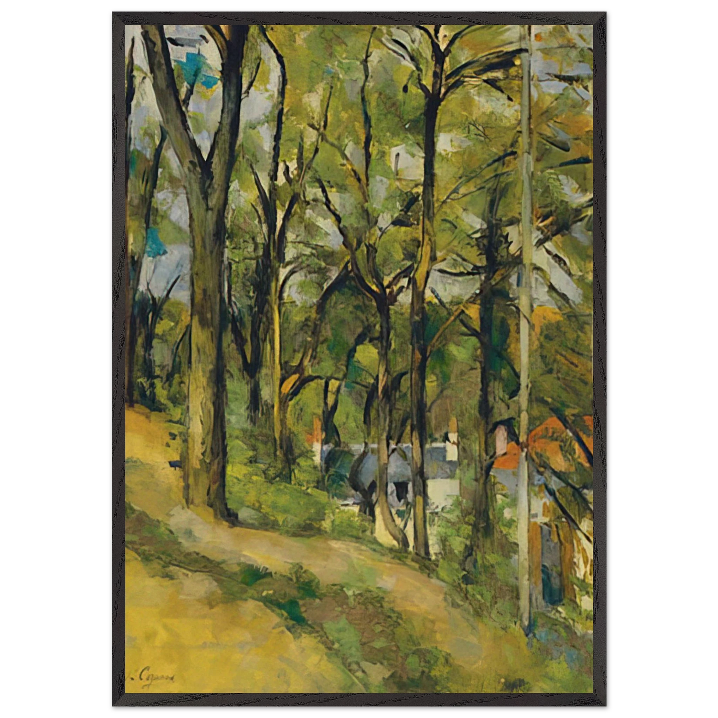 The Orchard - Paul Cezanne 70x100 cm / 28x40 inches Framed Art Print – Black Wooden Frame