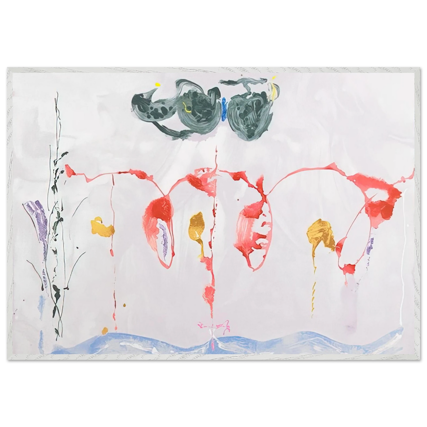 Helen Frankenthaler - Aerie - 2009 Wall art - 50x70 cm / 20x28 inches - Premium Wooden Framed Poster With Fine Art Paper-canvas - White frame