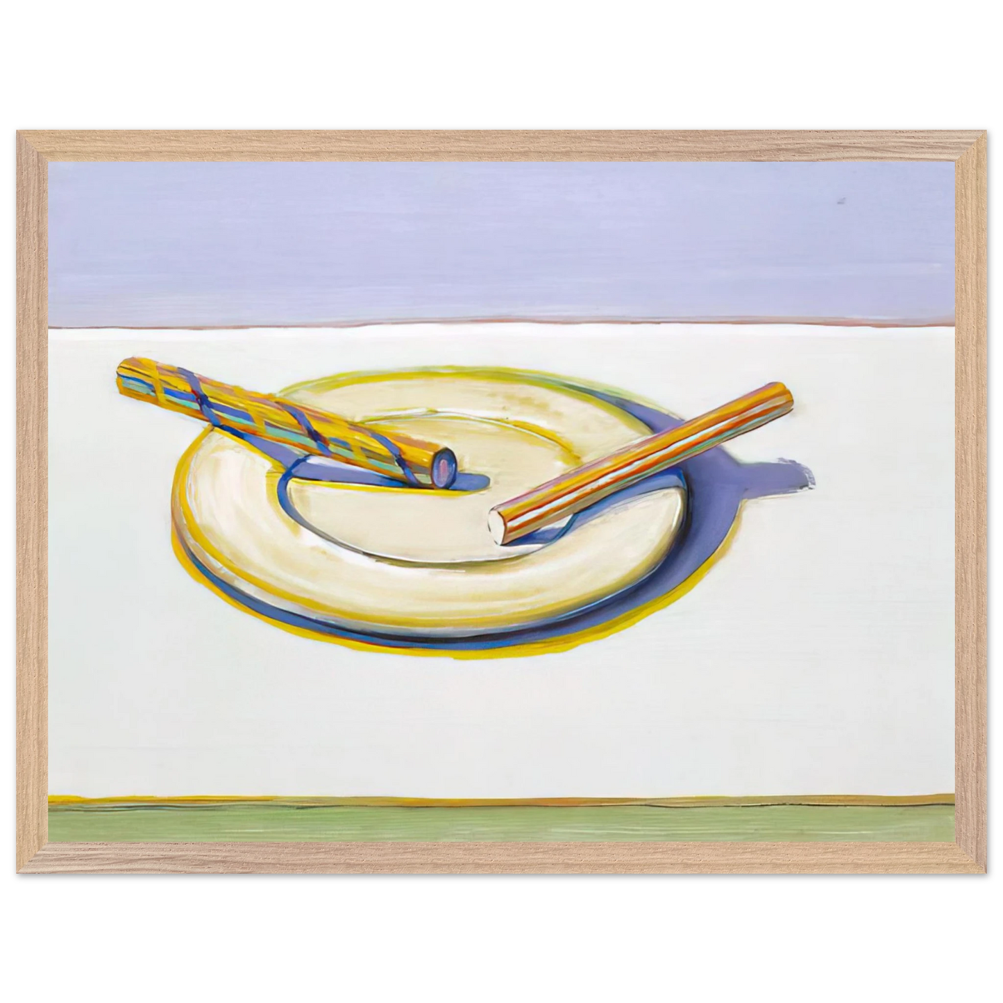 Wayne Thiebaud - Two Candy Sticks - 2004 Wall Art - 60x80 cm / 24x32 inches - Premium Wooden Framed Poster With Fine Art Paper - White frame