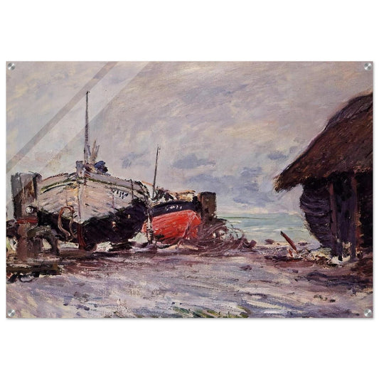 Fishing Boats at Etretat - claude monet Acrylic Print - 70x100 cm / 28x40″ inches | claude monet Wall Art | claude monet Prints