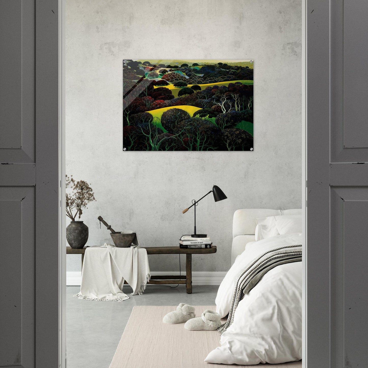 Santa Ynez Memories - Eyvind Earle Acrylic Print - 70x100 cm / 28x40″ inches | Eyvind Earle Wall Art | Eyvind Earle Prints