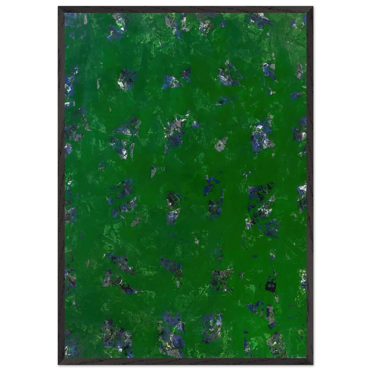 Green Buddha  L L261 SF-337 G 1157  - Sam Francis 70x100 cm / 28x40 inches Framed Art Print – Black Wooden Frame