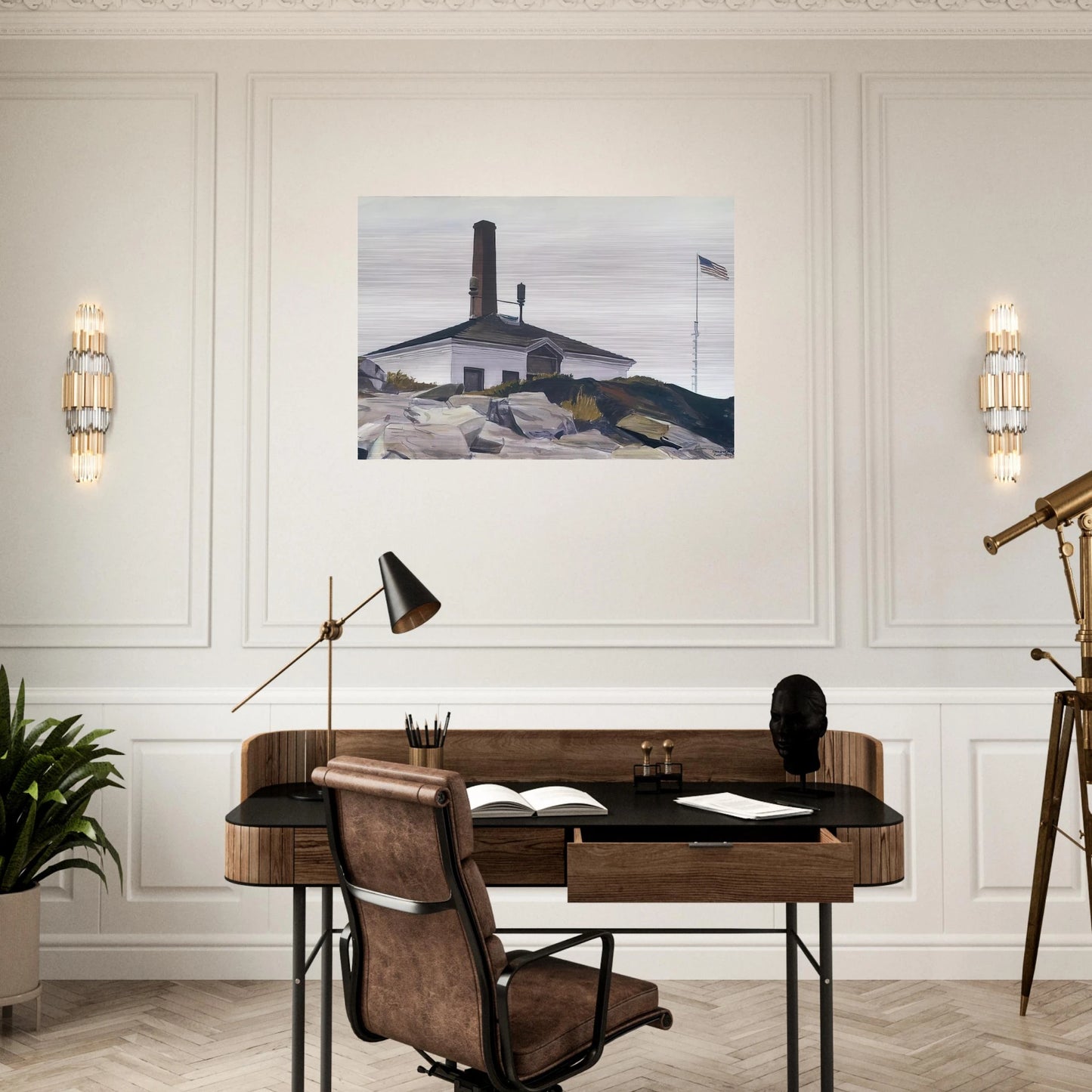 House of the Foghorn, I - Edward Hopper Brushed Aluminum Print - 70x100 cm / 28x40 inches | Edward Hopper Aluminum Print | Edward Hopper Prints