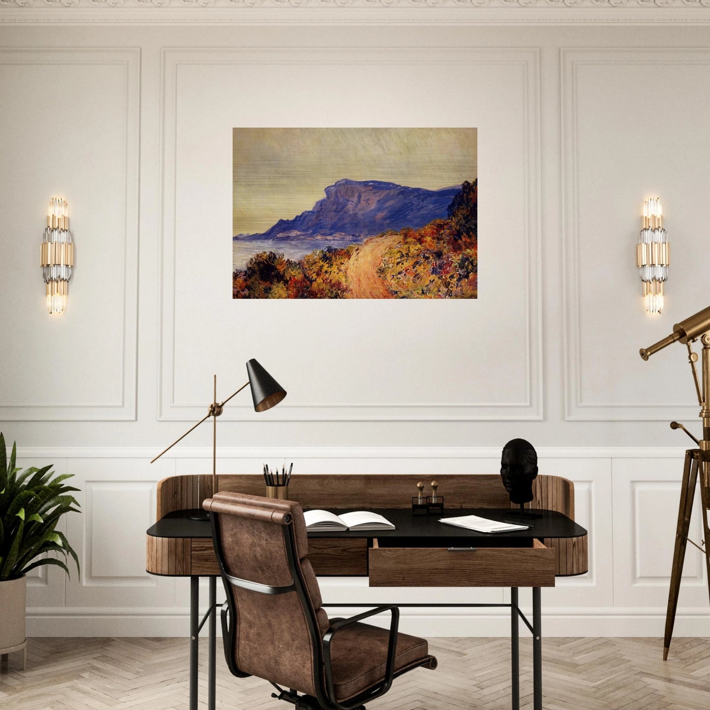 The Red Road at Cap Martin, near Menton - claude monet Brushed Aluminum Print - 70x100 cm / 28x40 inches | claude monet Aluminum Print | claude monet Prints
