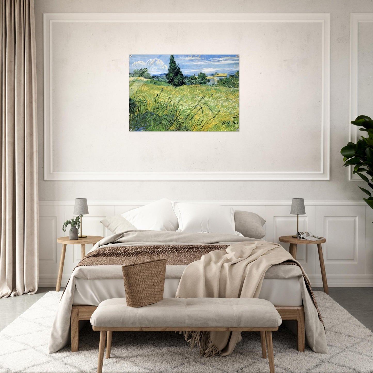 Green Wheat Field with Cypress - Vincent van Gogh Acrylic Print - 70x100 cm / 28x40″ inches