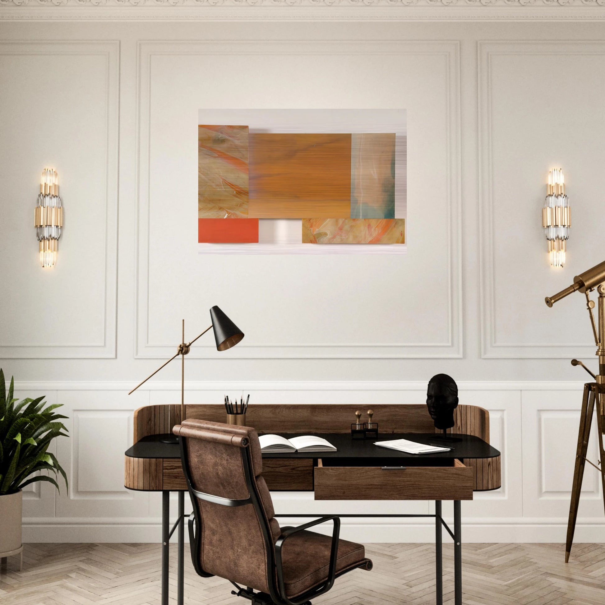 With Orange - Sam Gilliam Brushed Aluminum Print - 70x100 cm / 28x40 inches | Sam Gilliam Aluminum Print | Sam Gilliam Prints