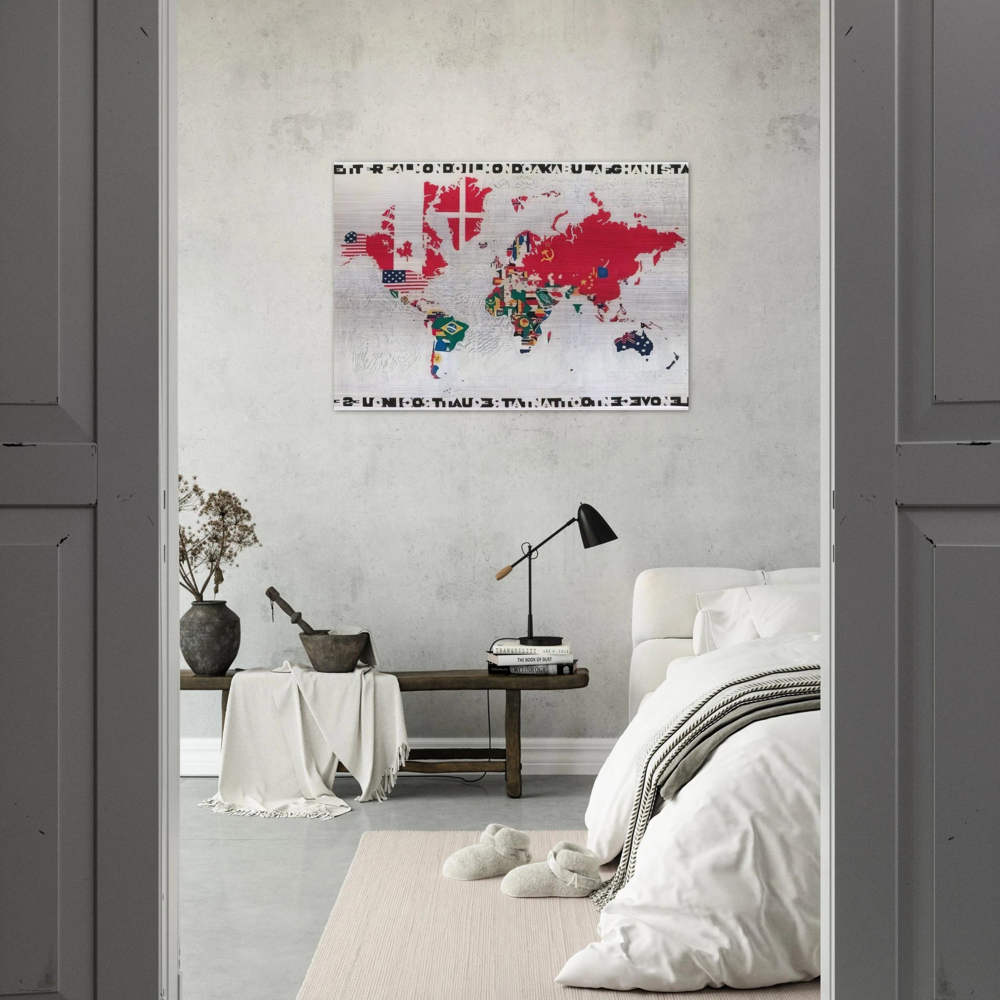 MAPPA 1983 - Alighiero Boetti Brushed Aluminum Print - 70x100 cm / 28x40 inches | Alighiero Boetti Aluminum Print | Alighiero Boetti Prints