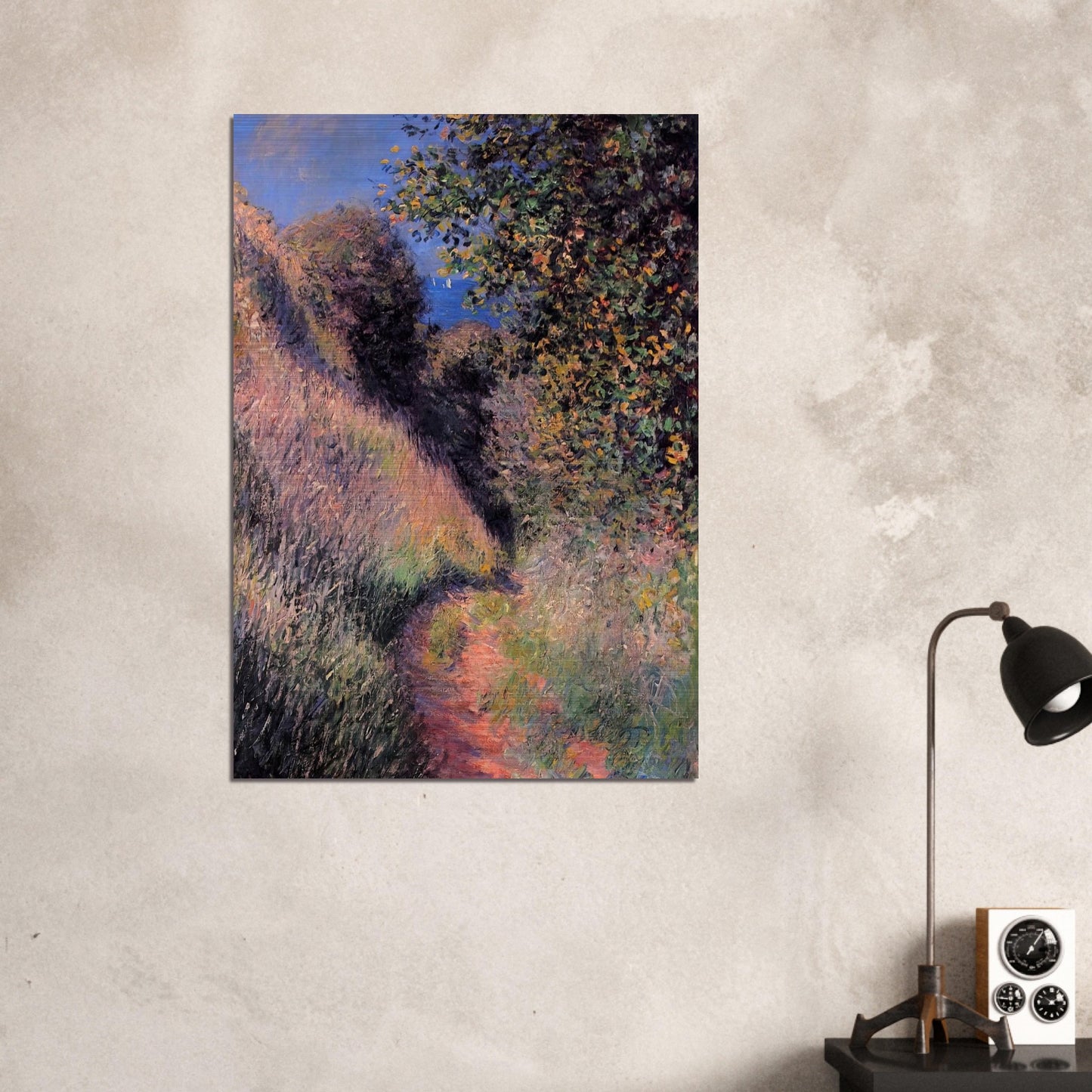 Path at Pourville - claude monet Brushed Aluminum Print - 70x100 cm / 28x40 inches | claude monet Aluminum Print | claude monet Prints