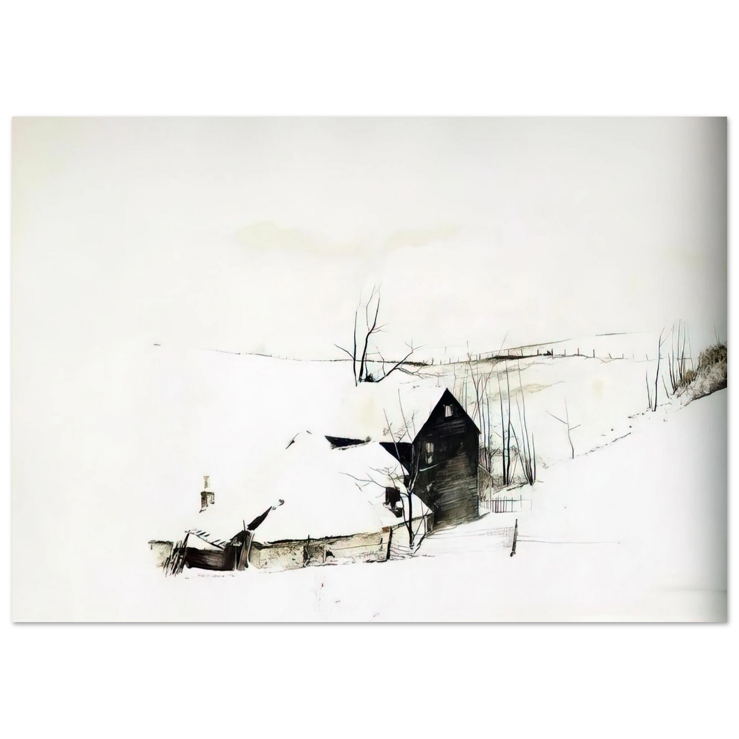 Andrew Wyeth - THE CORNER Wall Art - 60x80 cm / 24x32 inches - Premium Wooden Framed Poster With Fine Art Paper - Black frame