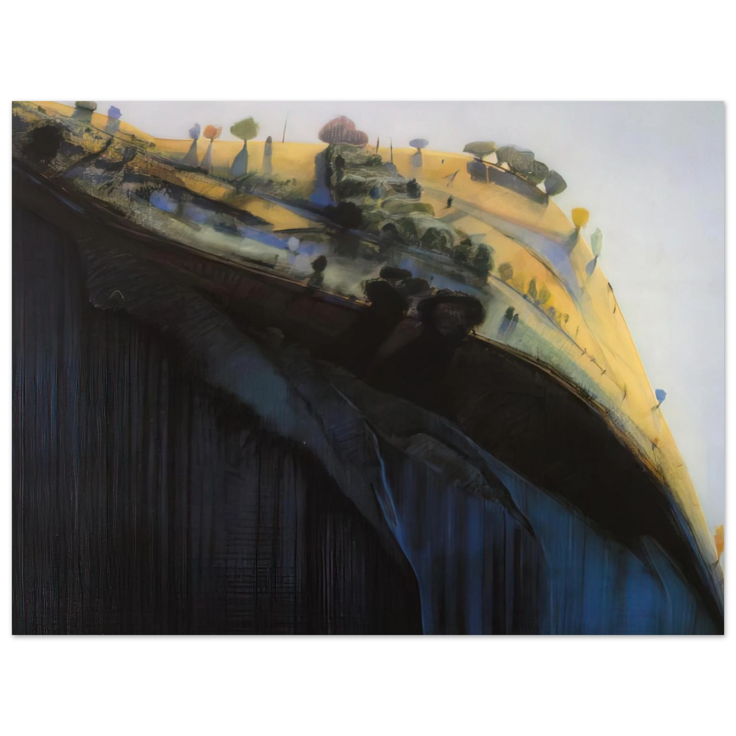 Wayne Thiebaud - Coloma Ridge - 1968 Wall Art - 30x40 cm / 12x16 inches - Premium Wooden Framed Poster With Fine Art Paper-canvas - White frame