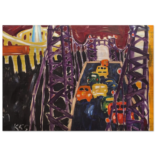 George Washington Bridge, with Cars - Allan Kaprow Brushed Aluminum Print - 70x100 cm / 28x40 inches | Allan Kaprow Aluminum Print | Allan Kaprow Prints