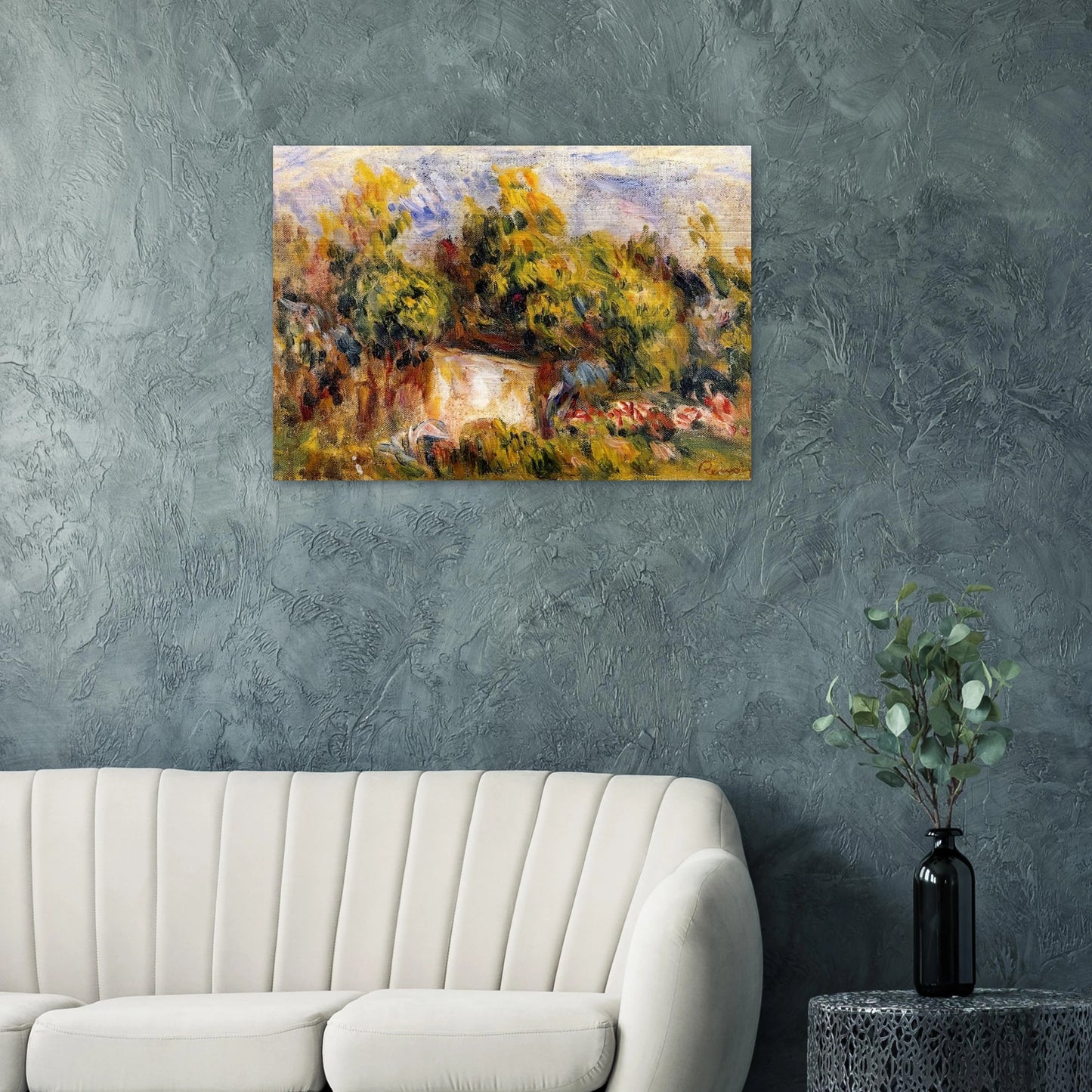 Landscape with Cabin - Pierre-Auguste Renoir Brushed Aluminum Print - 70x100 cm / 28x40 inches | Pierre-Auguste Renoir Aluminum Print | Pierre-Auguste Renoir Prints