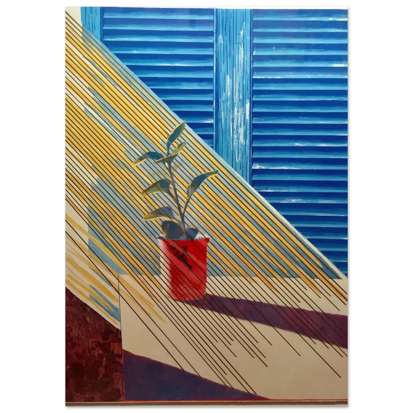 David Hockney - David Hockney Wall art - 15x20 cm / 6x8 inches - Premium Wooden Framed Poster With Fine Art Paper - White frame