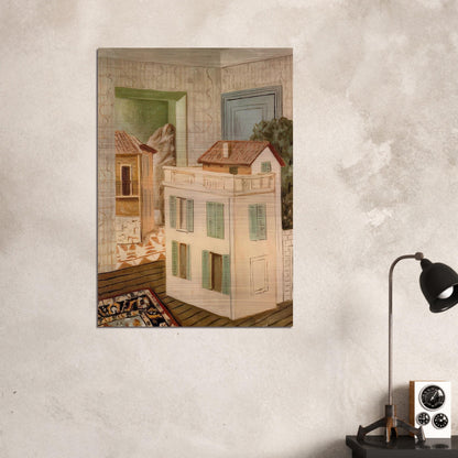 THE HOUSE IN THE HOUSE - Giorgio de Chirico Brushed Aluminum Print - 70x100 cm / 28x40 inches | Giorgio de Chirico Aluminum Print | Giorgio de Chirico Prints