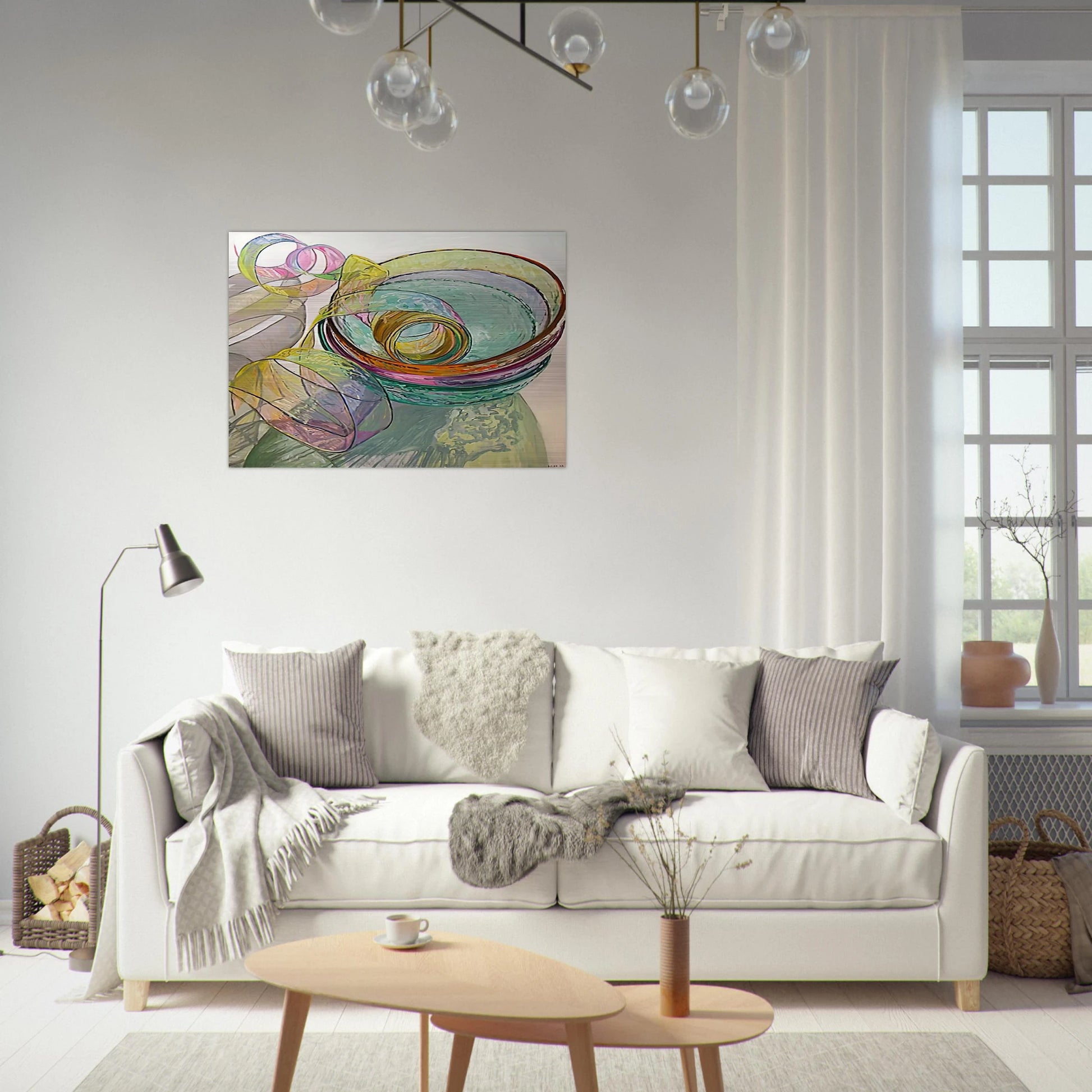ORANGE PINK GREEN 2003 - Janet Fish Brushed Aluminum Print - 70x100 cm / 28x40 inches | Janet Fish Aluminum Print | Janet Fish Prints