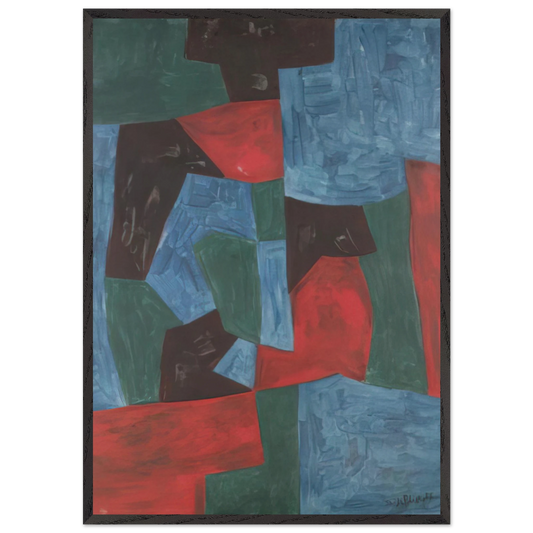 Composition abstraite - 1958 - Serge Poliakoff 70x100 cm / 28x40 inches Framed Art Print – Black Wooden Frame
