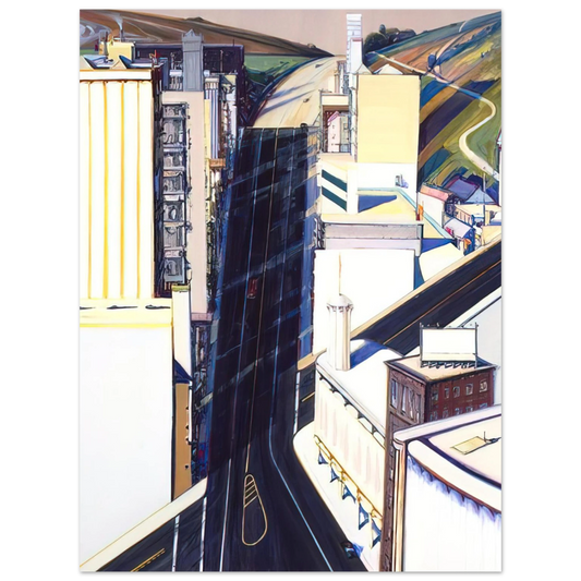 Wayne Thiebaud - Sunset Streets - 1985 Wall Art - 21x29.7 cm / 8x12" - Fine Art Poster - -