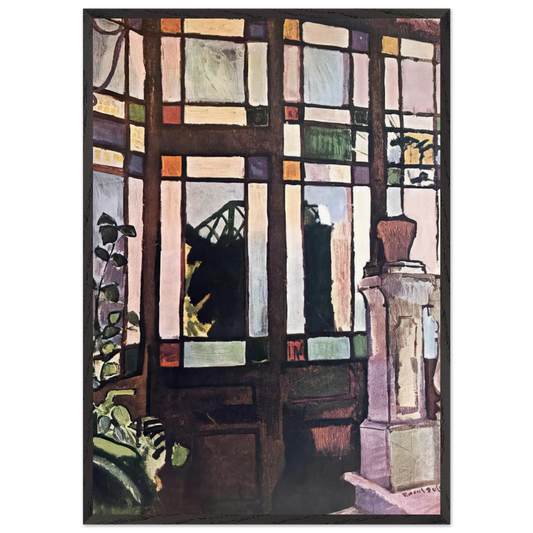 WINDOW WITH COLOURED GLASSES 1906 - Raoul Dufy 70x100 cm / 28x40 inches Framed Art Print – Black Wooden Frame