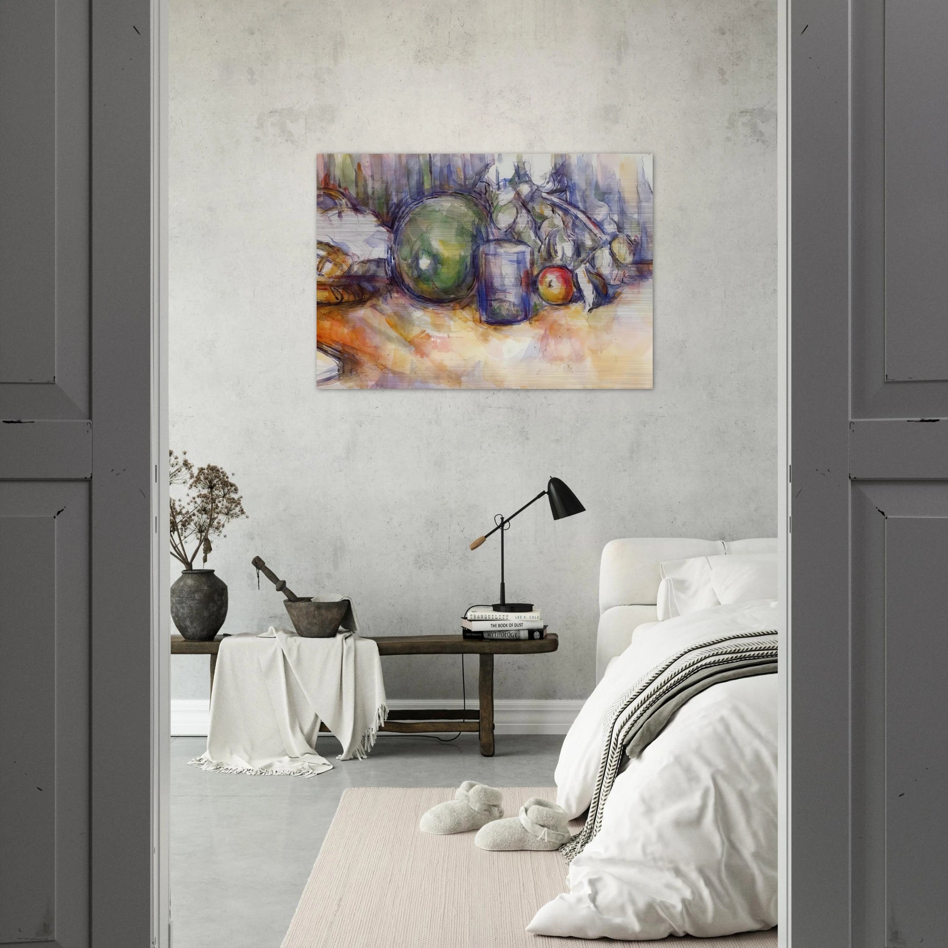 Still Life with Green Melon - Paul Cézanne Brushed Aluminum Print - 70x100 cm / 28x40 inches | Paul Cézanne Aluminum Print | Paul Cézanne Prints