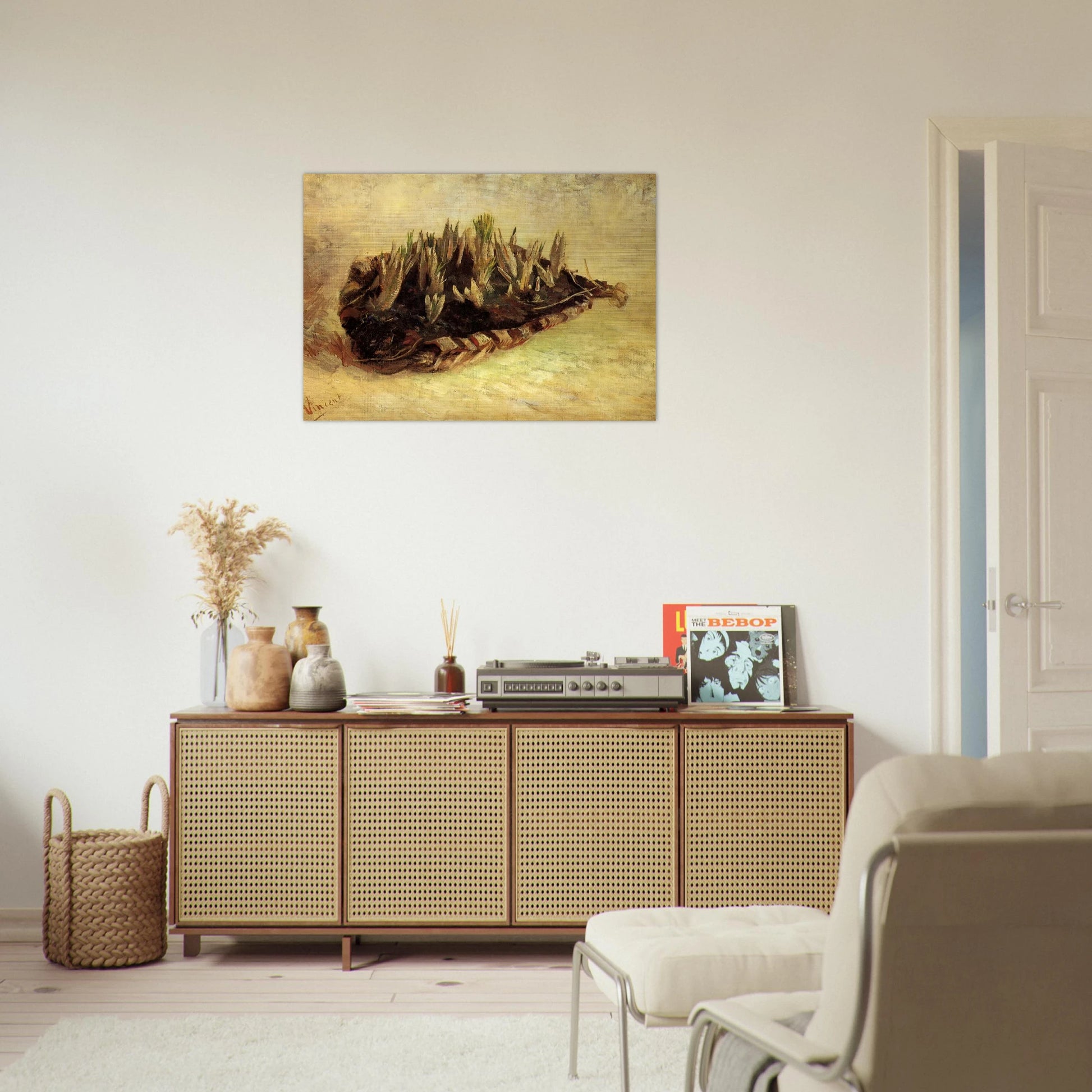 Still Life with a Basket of Crocuses - Vincent van Gogh Brushed Aluminum Print - 70x100 cm / 28x40 inches | Vincent van Gogh Aluminum Print | Vincent van Gogh Prints