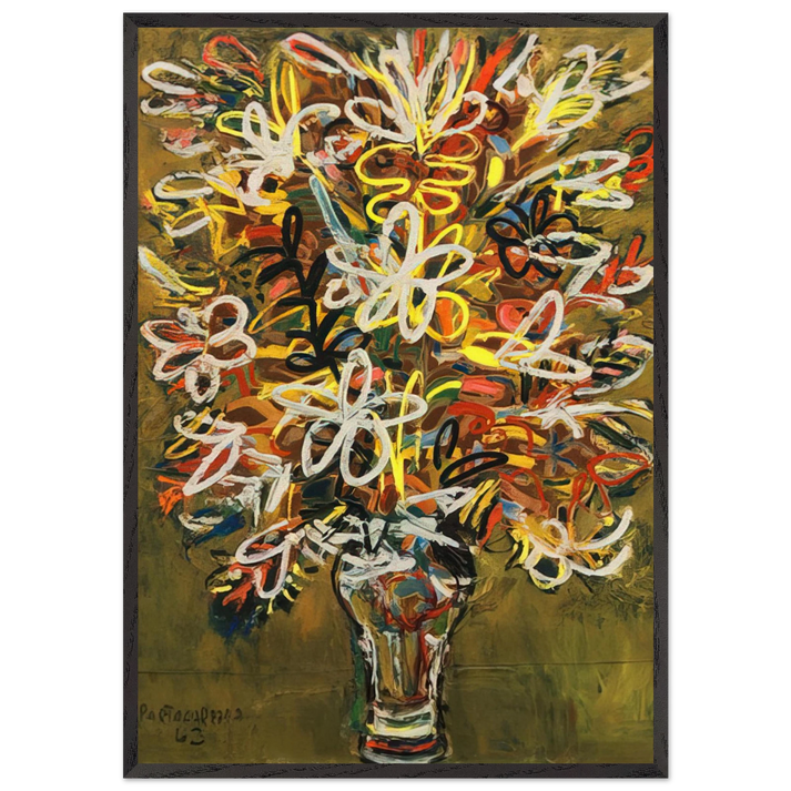 FLOWER VASE 1963 - Rene Portocarrero 70x100 cm / 28x40 inches Framed Art Print – Black Wooden Frame
