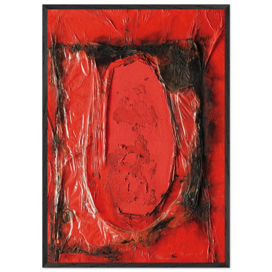 Red Plastic - 1961 - Alberto Burri 70x100 cm / 28x40 inches Framed Art Print – Black Wooden Frame