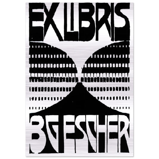 BOOKPLATE B G ESCHER BEER - MC Escher Brushed Aluminum Print - 70x100 cm / 28x40 inches | MC Escher Aluminum Print | MC Escher Prints | Maurits Cornelis Escher Prints