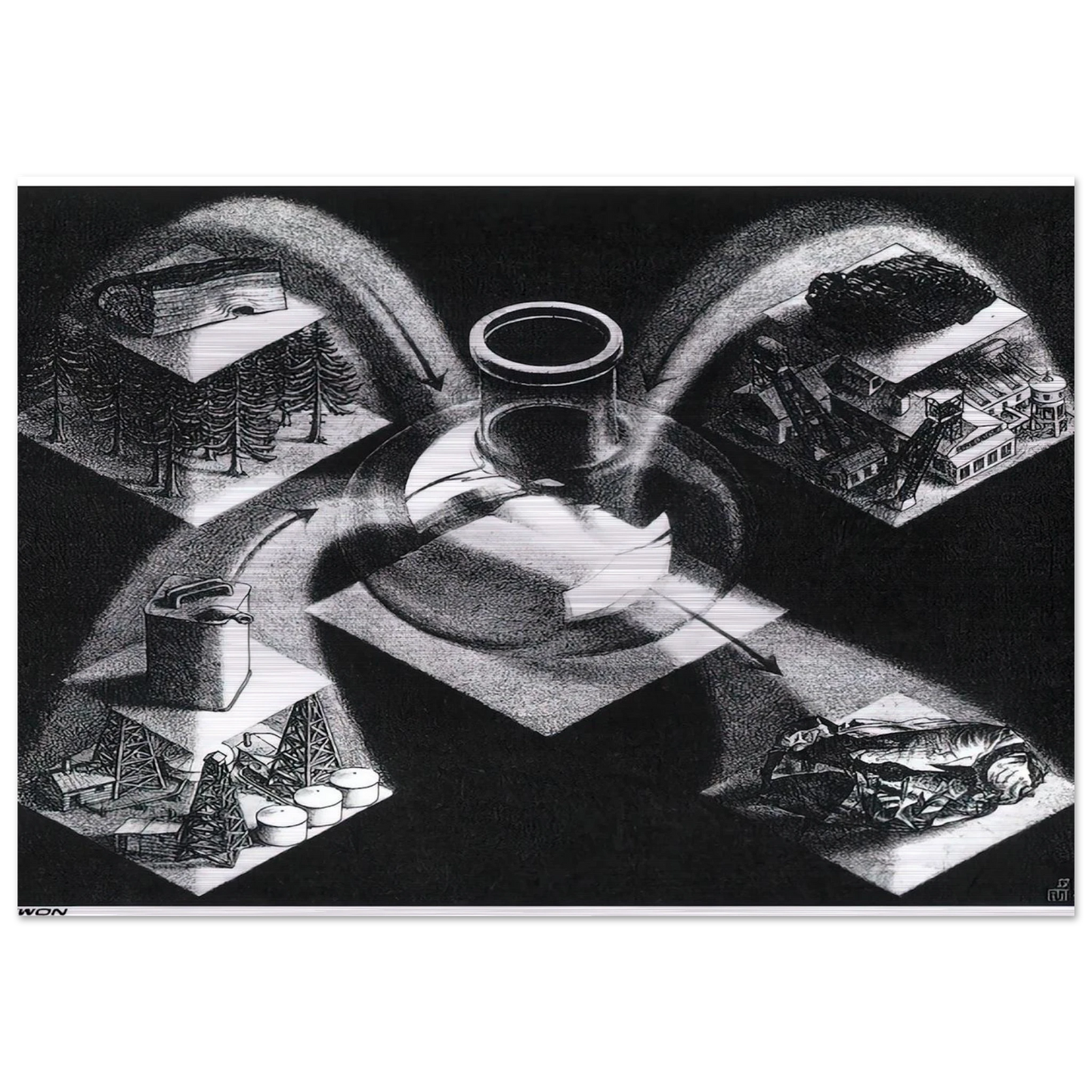 SYNTHESIS - MC Escher Brushed Aluminum Print - 70x100 cm / 28x40 inches | MC Escher Aluminum Print | MC Escher Prints
