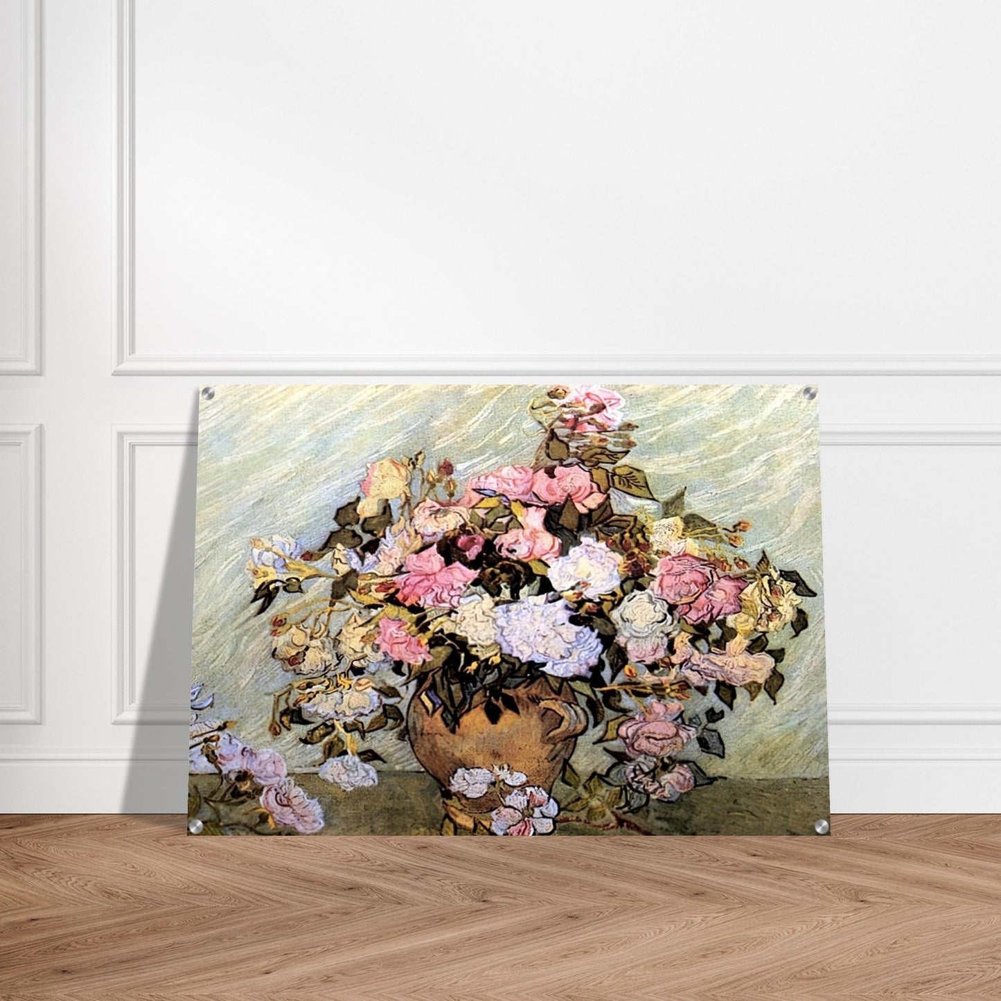 Still Life Vase with Roses - Vincent van Gogh Acrylic Print - 70x100 cm / 28x40″ inches | Vincent van Gogh Wall Art | Vincent van Gogh Prints