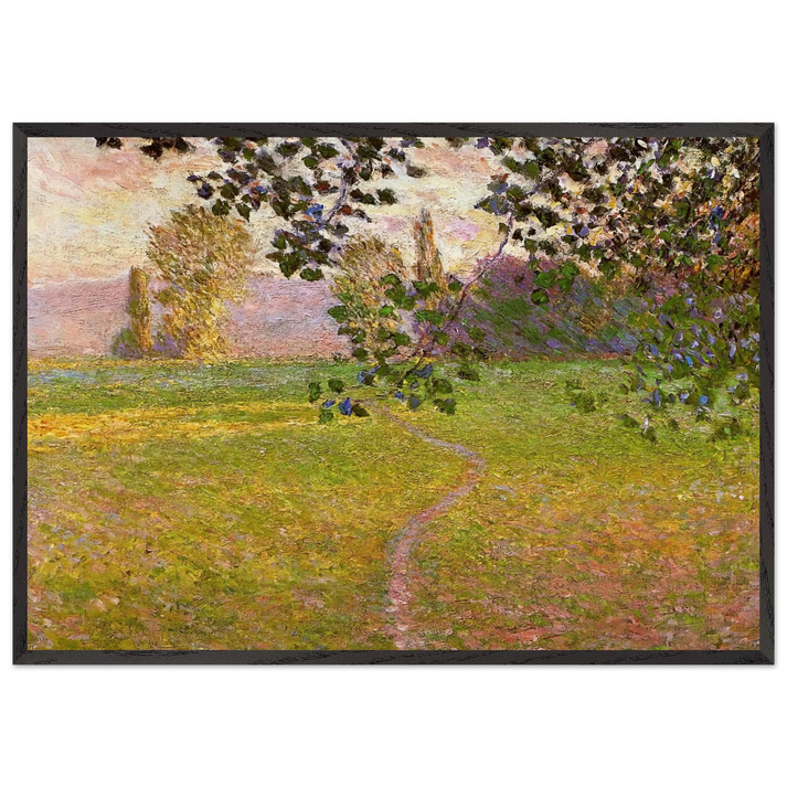 Morning Landscape Giverny - claude monet 70x100 cm / 28x40 inches Framed Art Print – Black Wooden Frame
