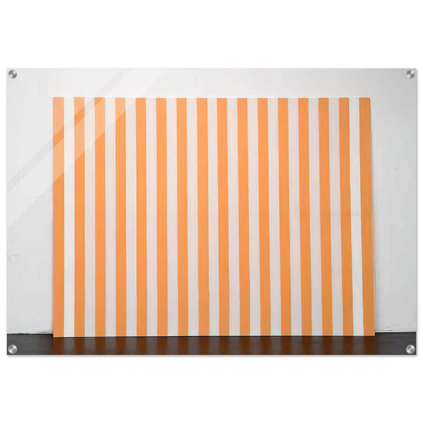 Peinture acrylique blanche sur tissu rayé blanc et orange - 1972 - Daniel Buren Acrylic Print - 70x100 cm / 28x40″ inches