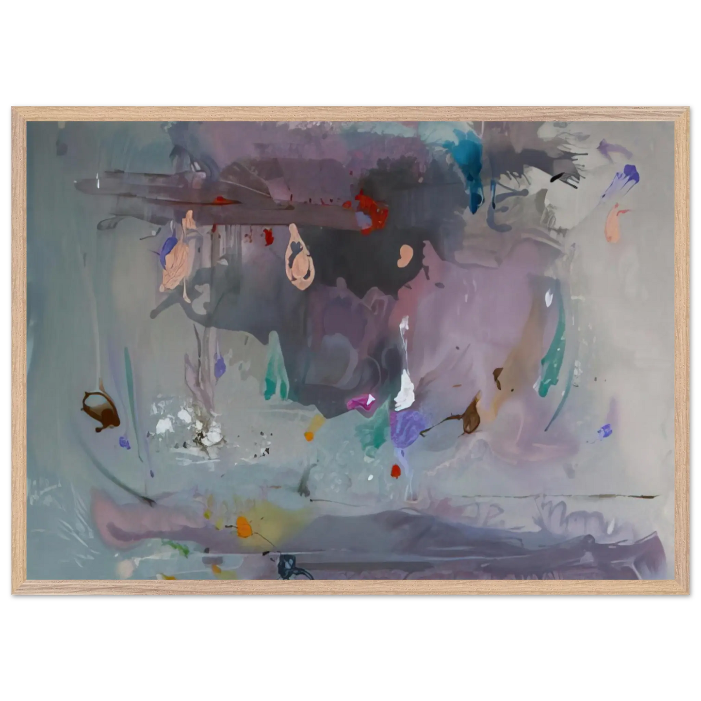 Helen Frankenthaler - Grey Fireworks - 2000 Wall art - A2 (42 x 59.4  cm) - Premium Wooden Framed Poster With Fine Art Paper - Wood frame