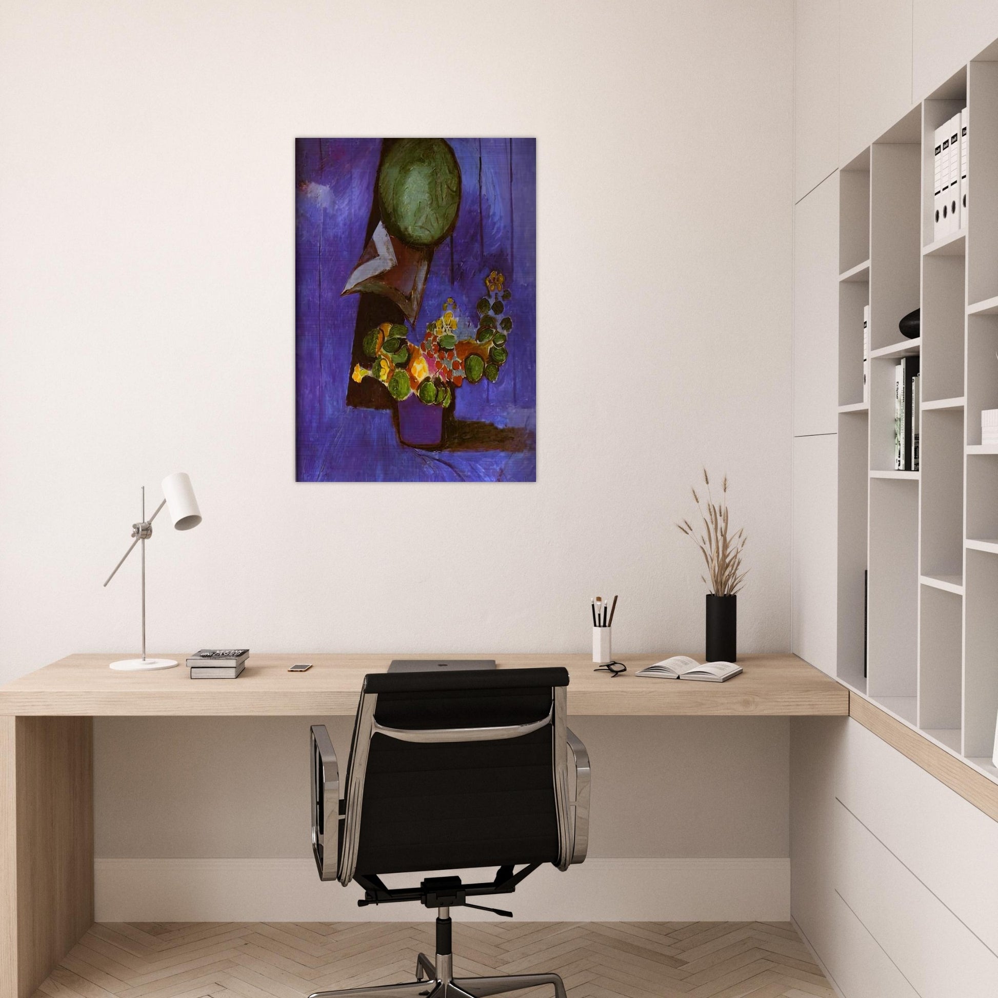 FLOWERS AND CERAMIC PLATE - Henri Matisse Brushed Aluminum Print - 70x100 cm / 28x40 inches | Henri Matisse Aluminum Print | Henri Matisse Prints