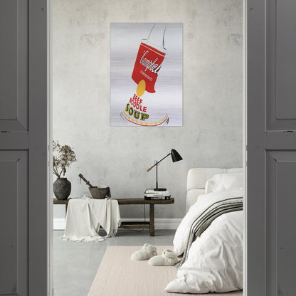 Crushed Campbell's Soup Can  Beef Noodle  - Andy Warhol Brushed Aluminum Print - 70x100 cm / 28x40 inches | Andy Warhol Aluminum Print | Andy Warhol Prints