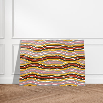 Floor Paint Lake Napperby - 2001 - Clifford Possum Tjapaltjarri Acrylic Print - 70x100 cm / 28x40″ inches | Clifford Possum Tjapaltjarri Wall Art | Clifford Possum Tjapaltjarri Prints