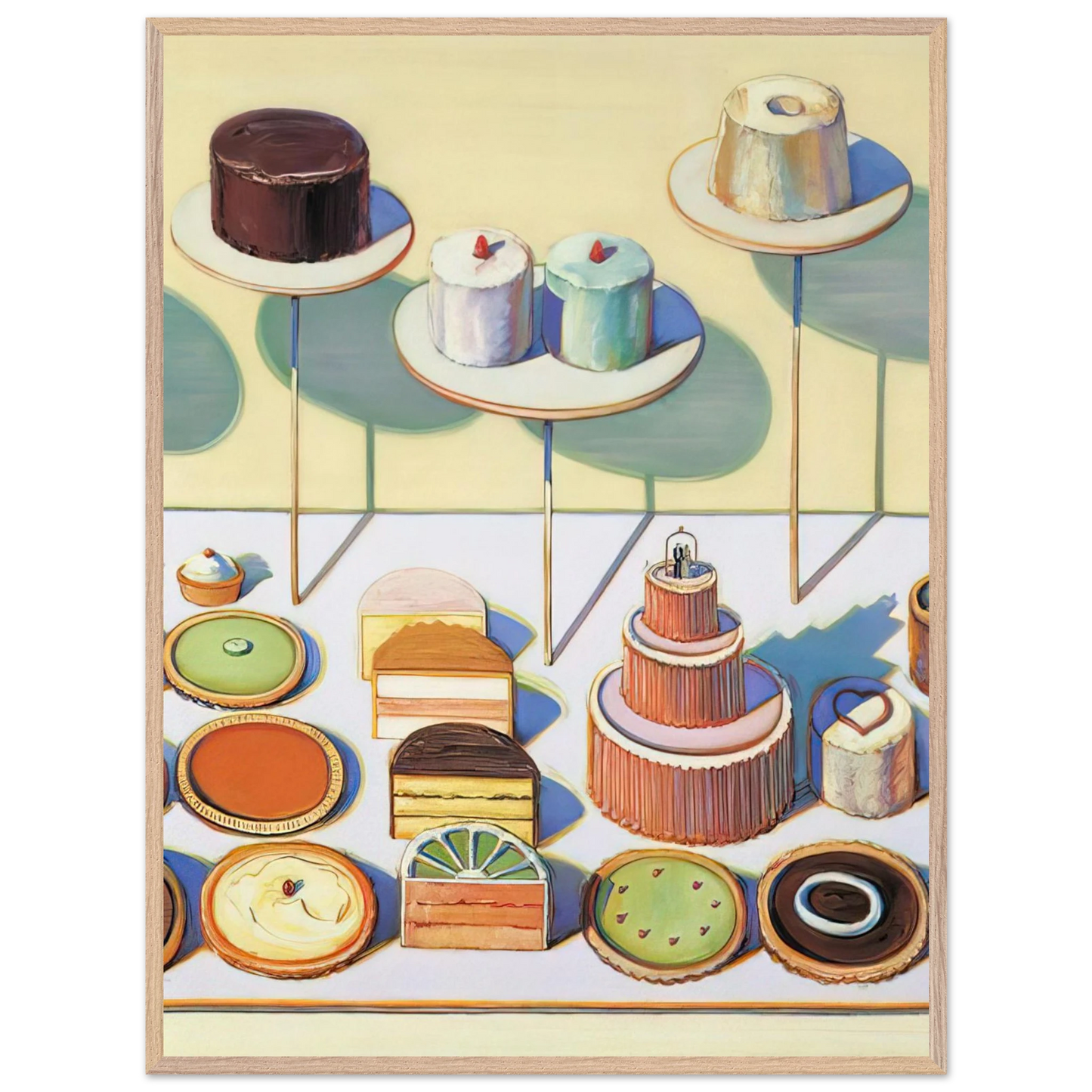 Wayne Thiebaud - Cakes and Pies - 1995 Wall Art - 30x40 cm / 12x16 inches - Fine Art Poster-canvas - -