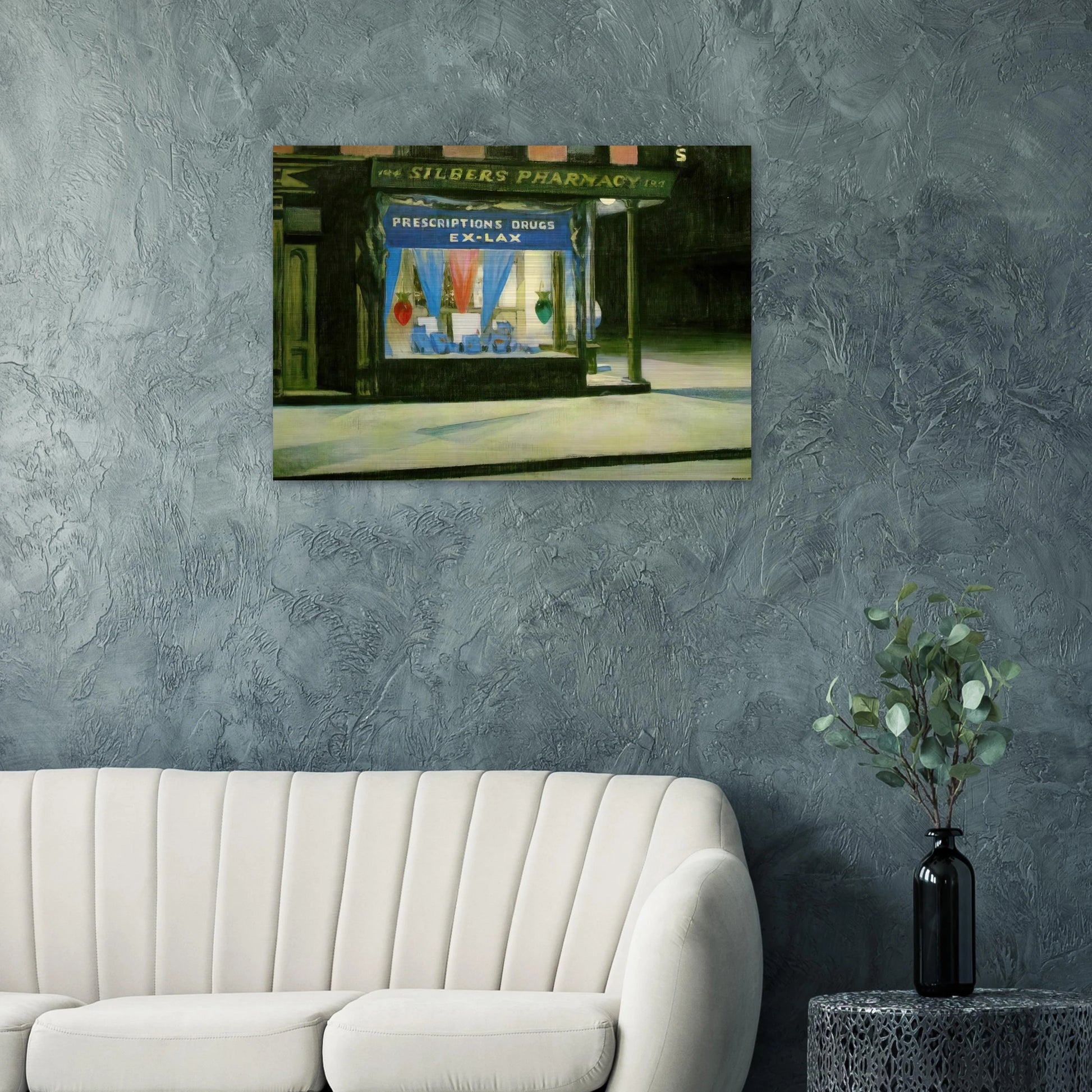 Drug Store - Edward Hopper Brushed Aluminum Print - 70x100 cm / 28x40 inches | Edward Hopper Aluminum Print | Edward Hopper Prints