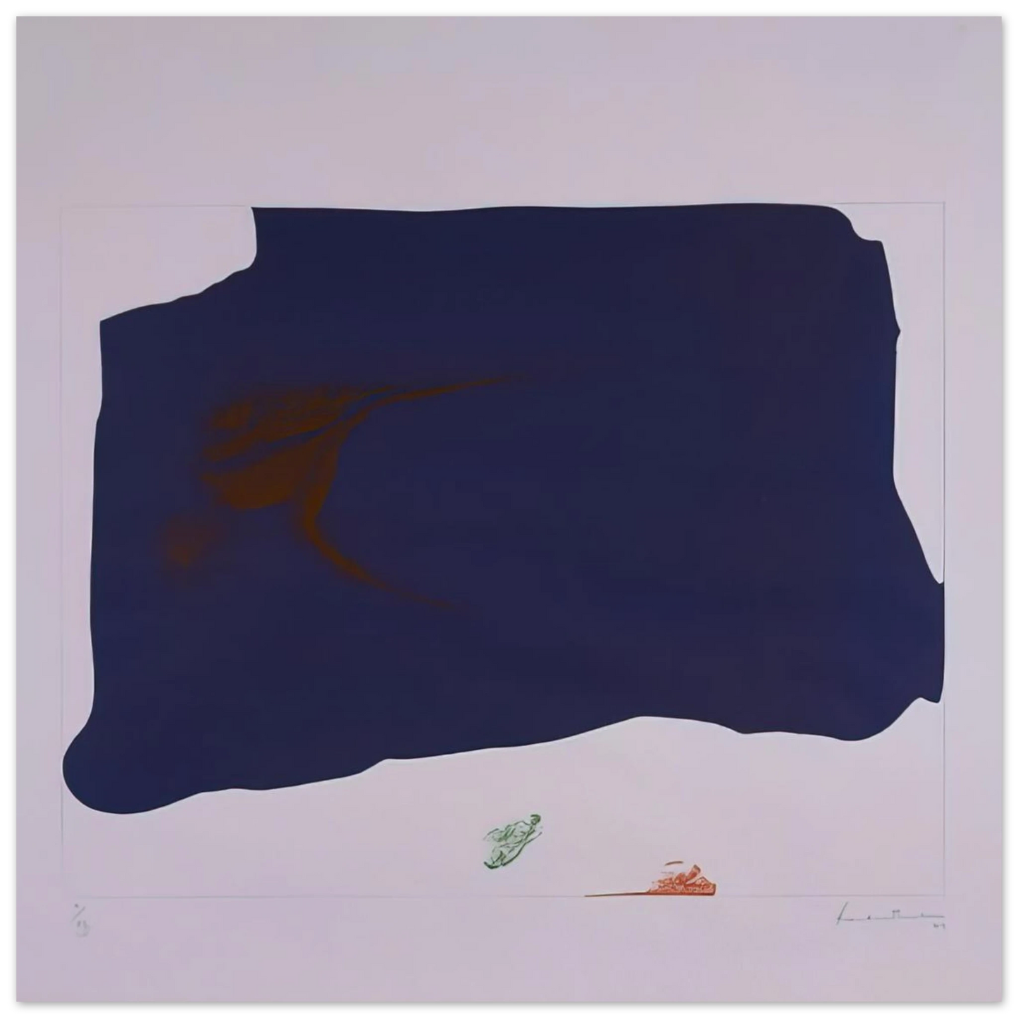 Helen Frankenthaler - Variation II on Mauve Corner - 1969 Wall art - 70x100 cm / 28x40 inches - Premium Wooden Framed Poster With Fine Art Paper-canvas - White frame