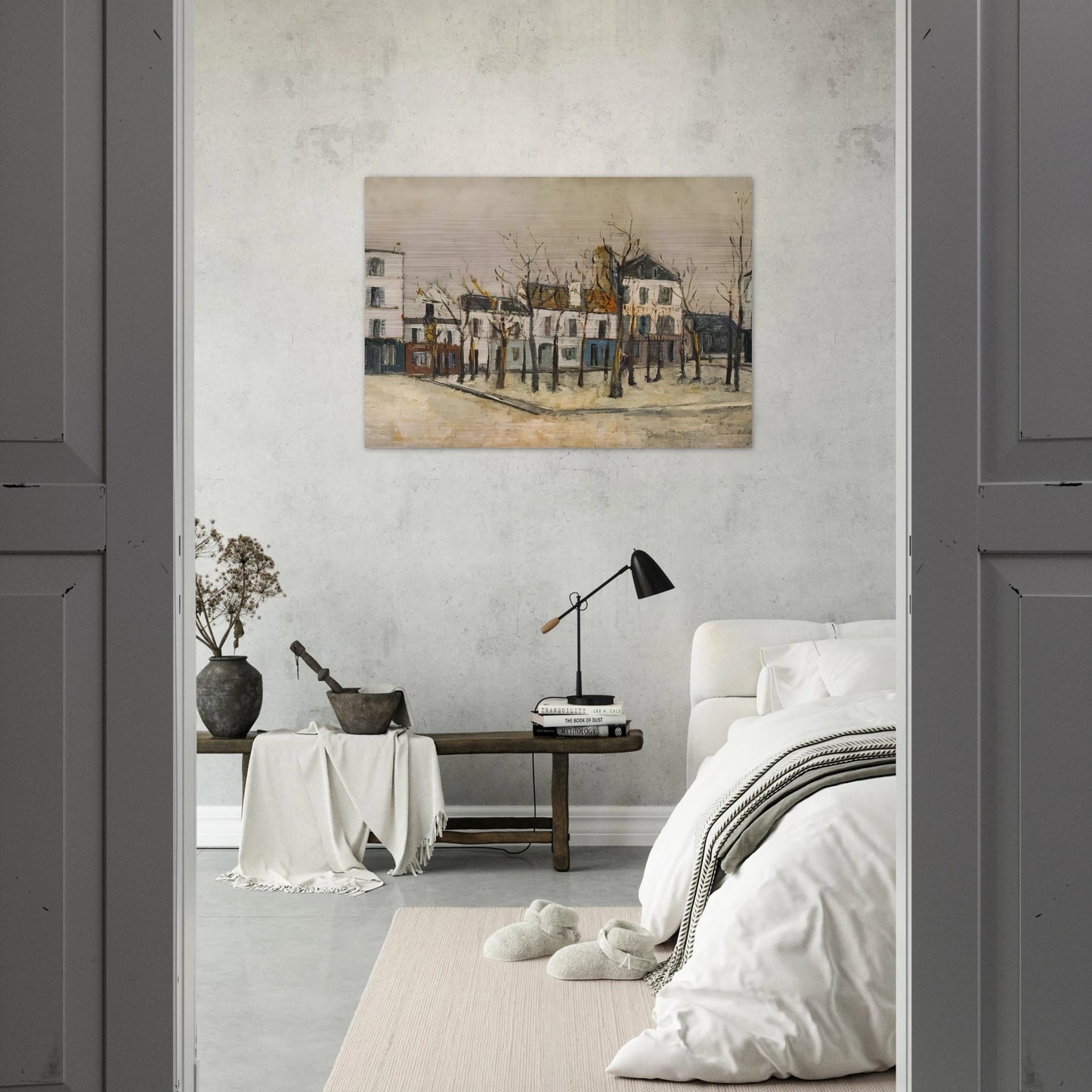 LA PLACE DU TERTRE 1910 - Maurice Utrillo Brushed Aluminum Print - 70x100 cm / 28x40 inches | Maurice Utrillo Aluminum Print | Maurice Utrillo Prints