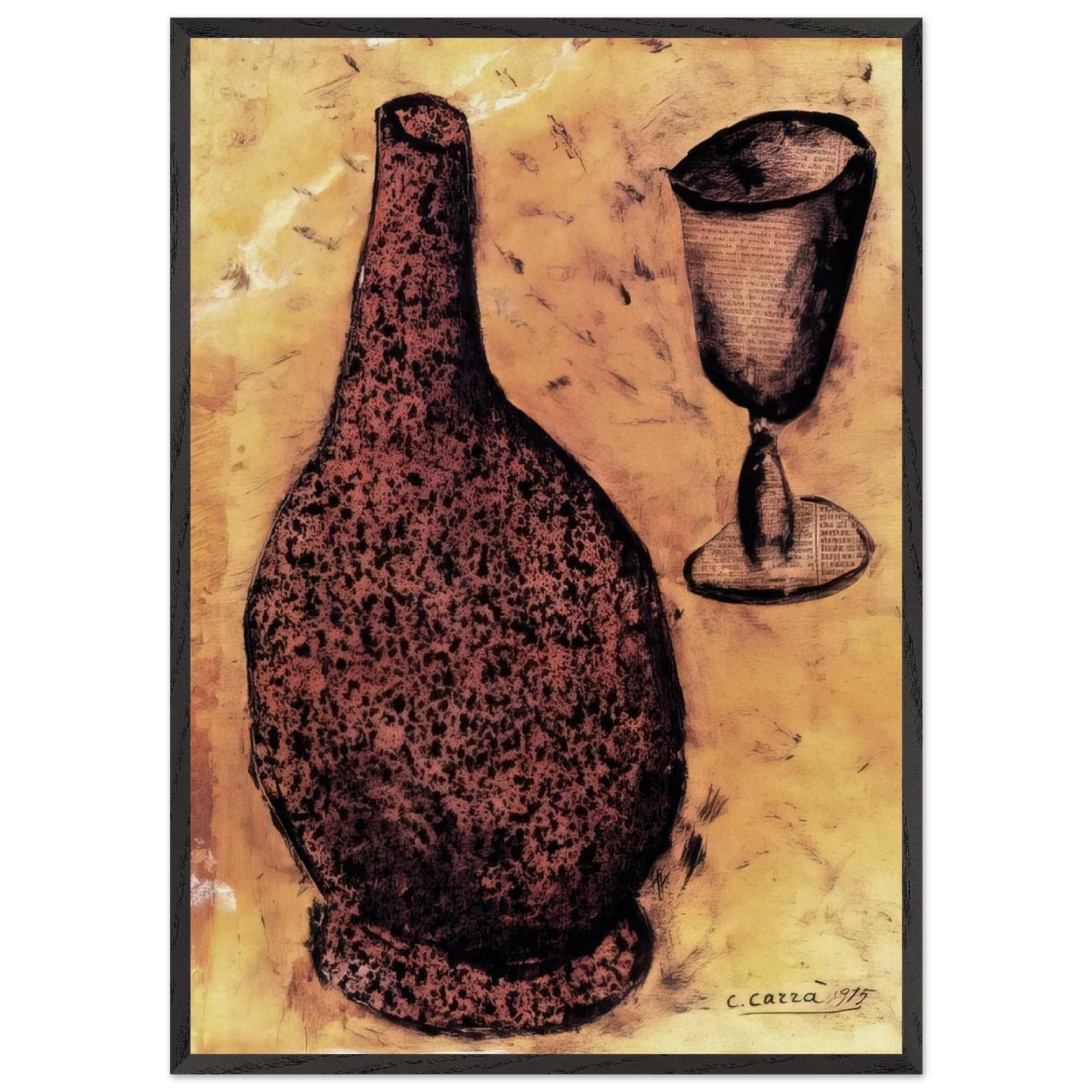 IL FIASCO 1915 - Carlo Carra 70x100 cm / 28x40 inches Framed Art Print – Black Wooden Frame