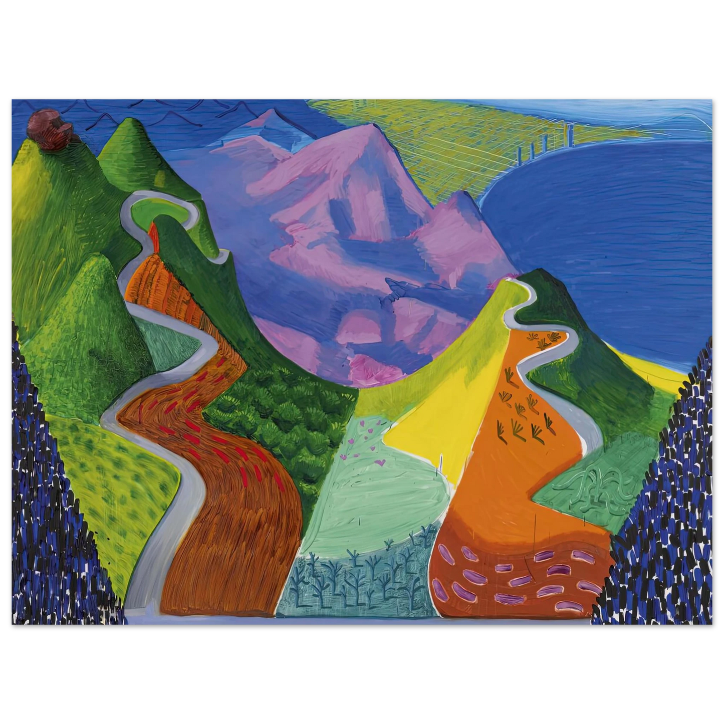 David Hockney - David Hockney Wall art - 30x30 cm / 12x12 inches - Premium Wooden Framed Poster With Fine Art Paper-canvas - White frame