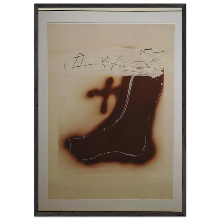 PIED MARRON 1982 - Antoni Tapies 70x100 cm / 28x40 inches Framed Art Print – Black Wooden Frame