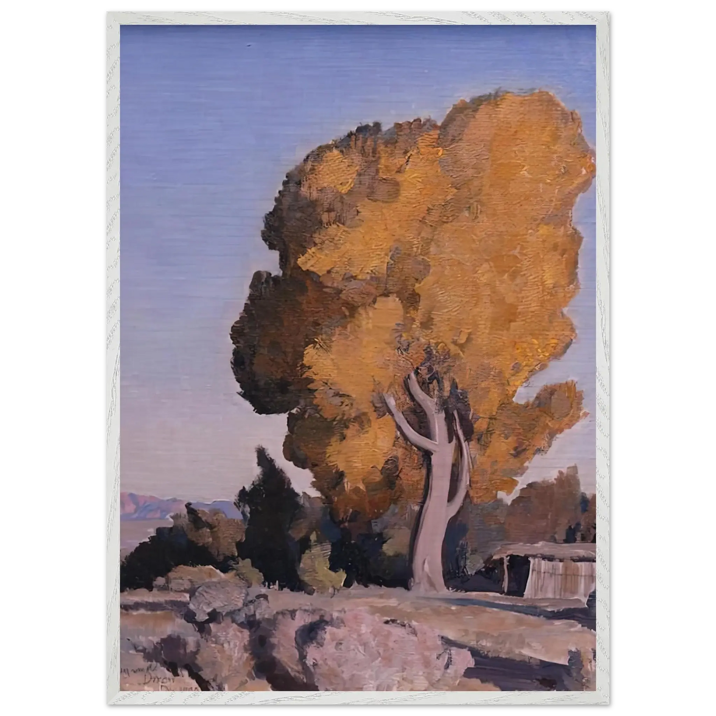 Maynard Dixon - LOW COUNTRY COTTONWOOD 1940 Wall art - 13x18 cm / 5x7 Inches - Premium Wooden Framed Poster With Fine Art Paper - White frame