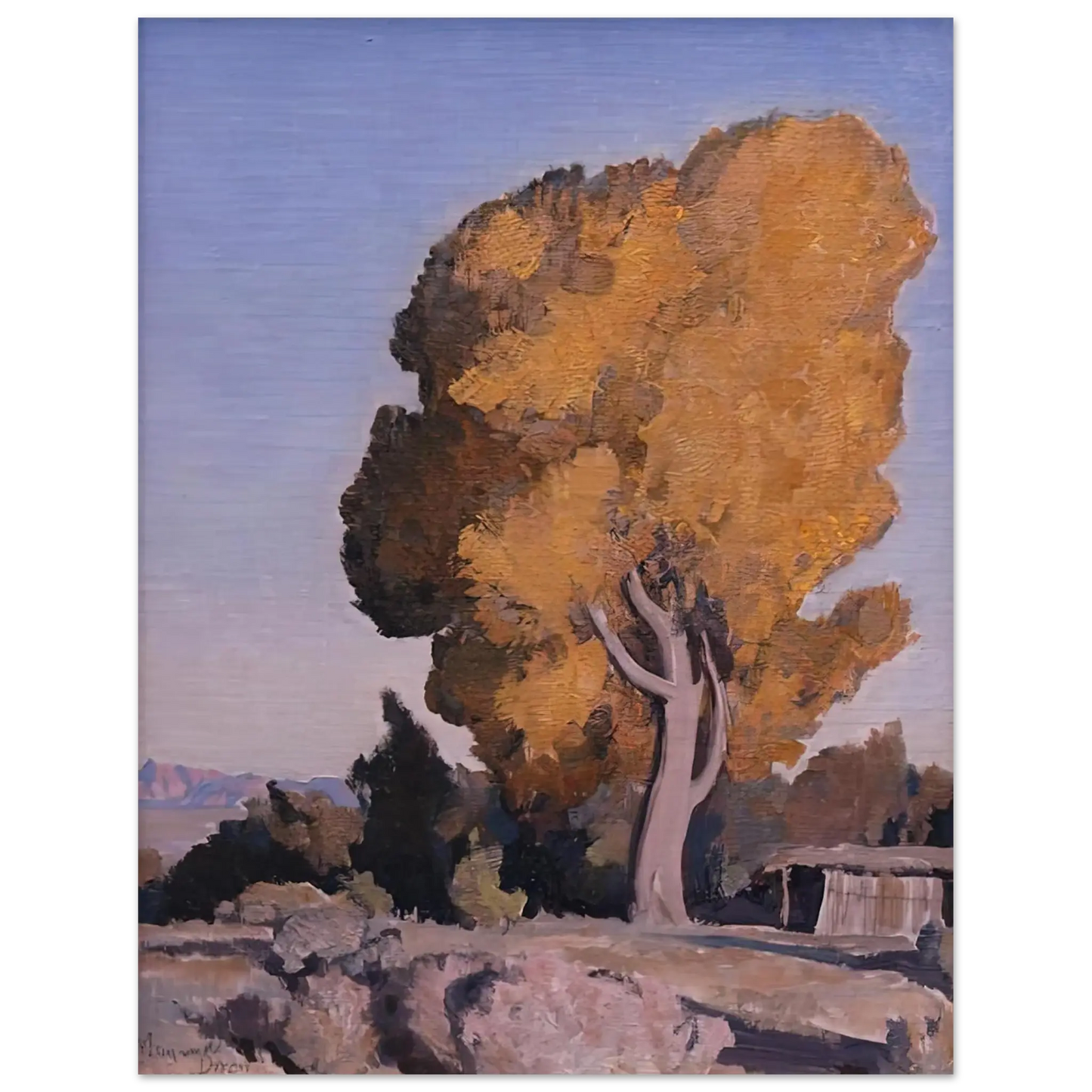 Maynard Dixon - LOW COUNTRY COTTONWOOD 1940 Wall art - 15x20 cm / 6x8 Inches - Premium Wooden Framed Poster With Fine Art Paper - Black frame
