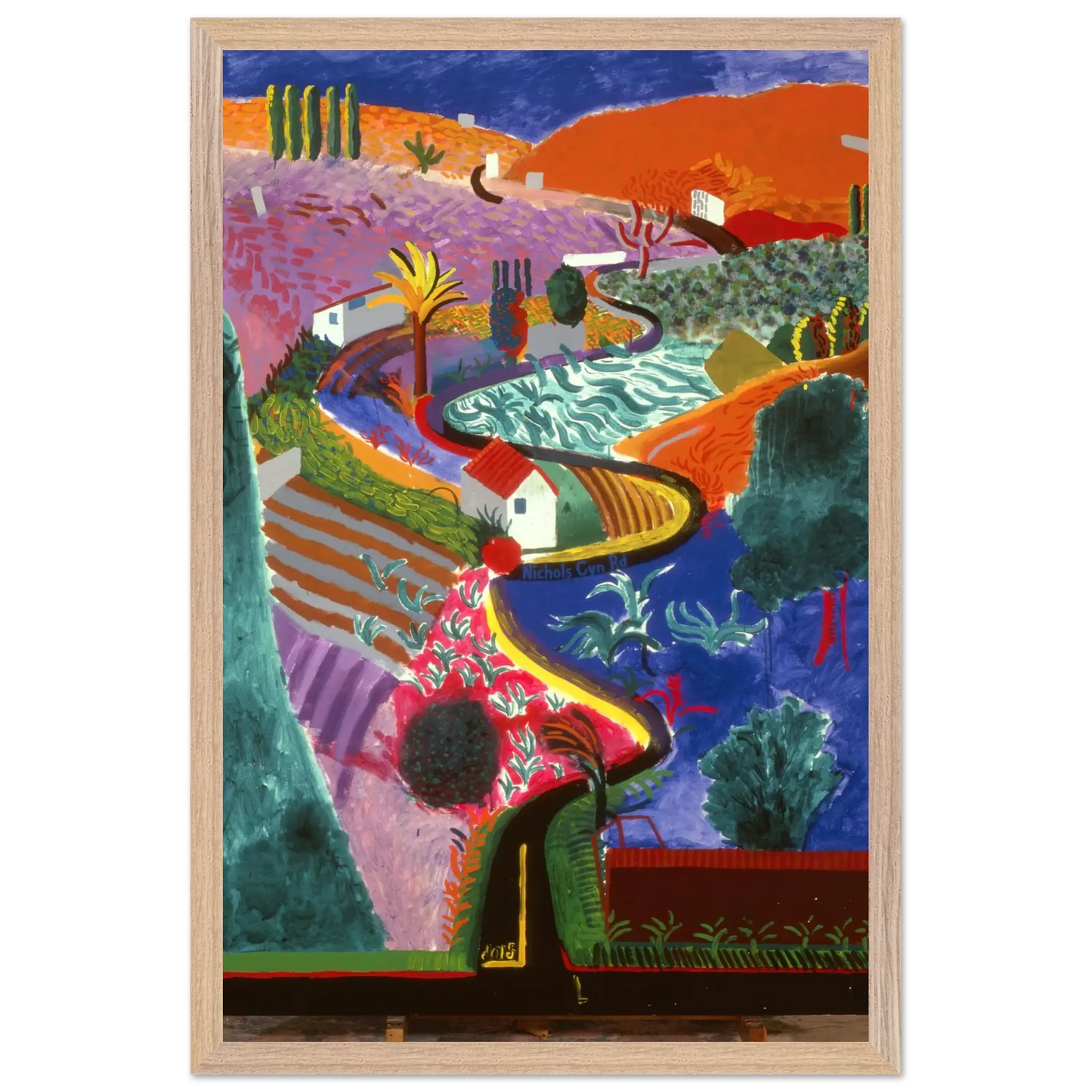 David Hockney - David Hockney Wall art - 70x100 cm / 28x40 inches - Premium Wooden Framed Poster With Fine Art Paper - White frame