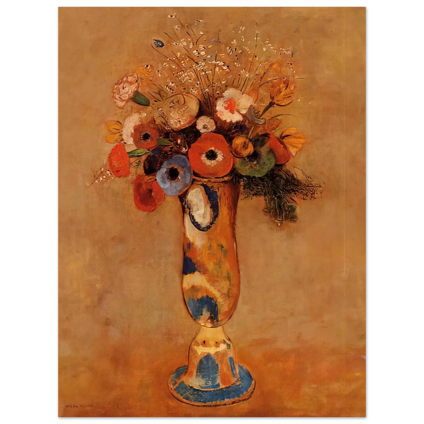 Odilon Redon - WILDFLOWERS IN A LONG NECKED VASE  75x100 cm / 30x40inches Fine Art Poster