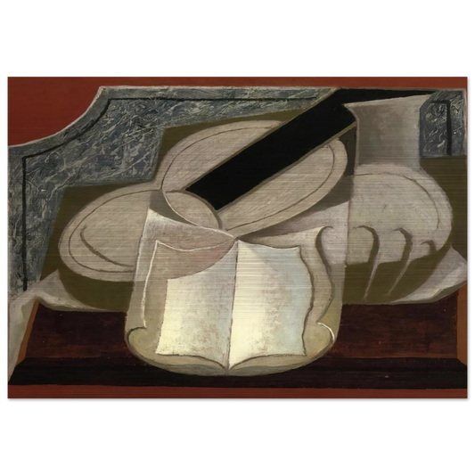 BOOK AND GUITAR 1925 - Juan Gris Brushed Aluminum Print - 70x100 cm / 28x40 inches | Juan Gris Aluminum Print | Juan Gris Prints