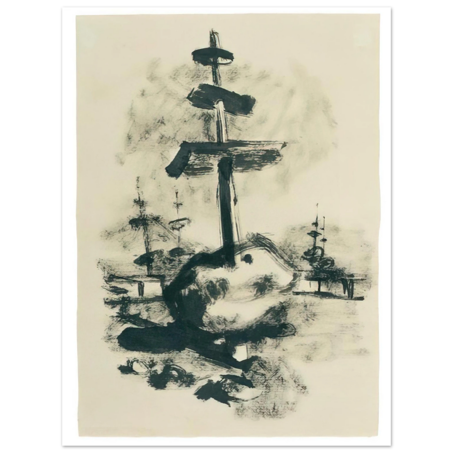 Julius Bissier - Come un monumento asiatico - 1936  75x100 cm / 30x40inches Fine Art Poster
